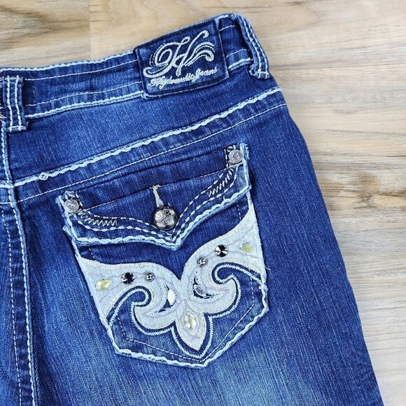💇♀️Hydraulic Blue Bailey Embroidered Button Pocket Jeans Size 18 - Picture 9 of 12